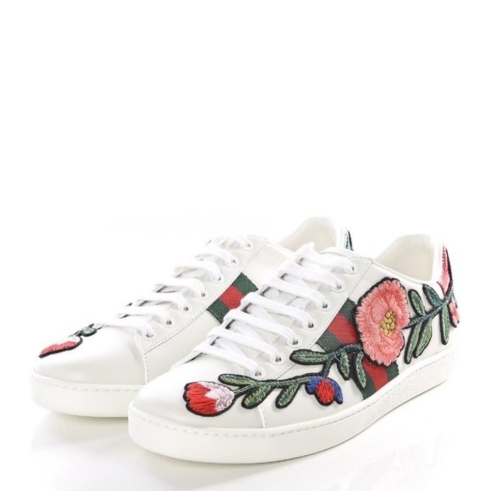 Gucci Ace Sneakers with Floral Embroidery in size 35.5 but fits 36.5/US 6.5